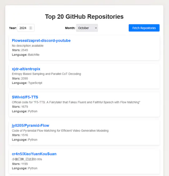 GitHub Trends - Top 20 Repositories